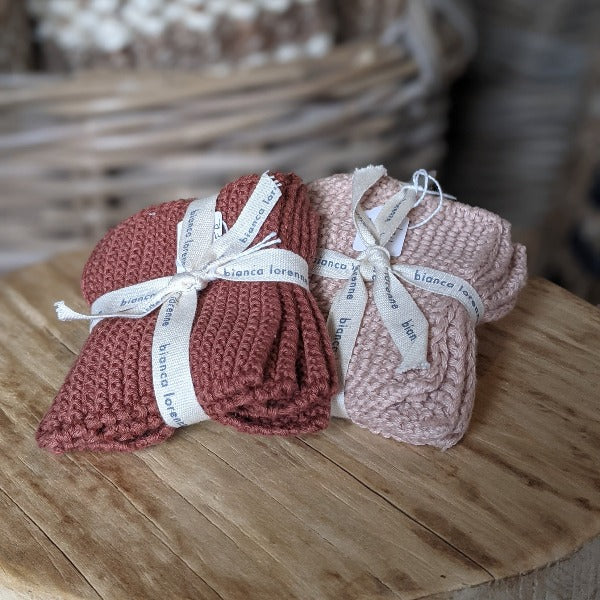 Wash Cloths - Hand Knitted Cotton - Small