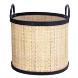 Rattan Basket with black trim and handles - small