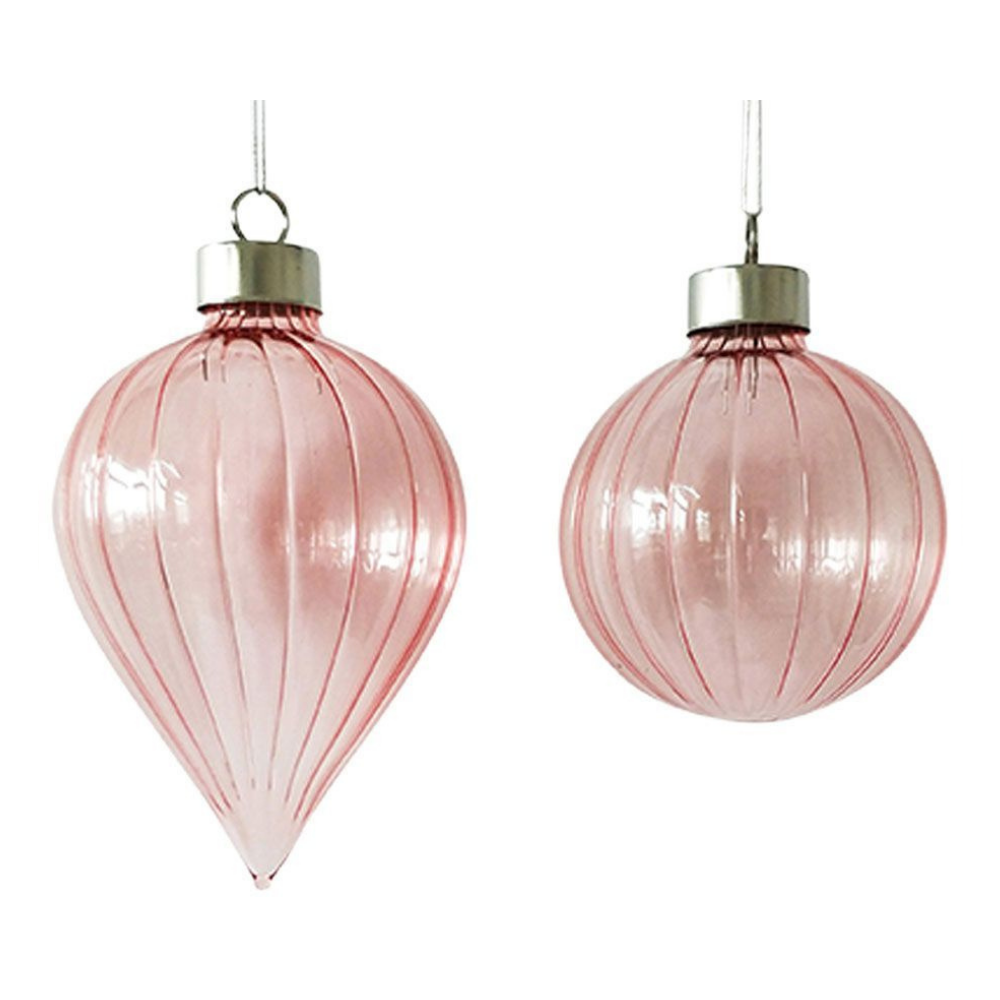 Retro Glass Bauble - Pale Pink