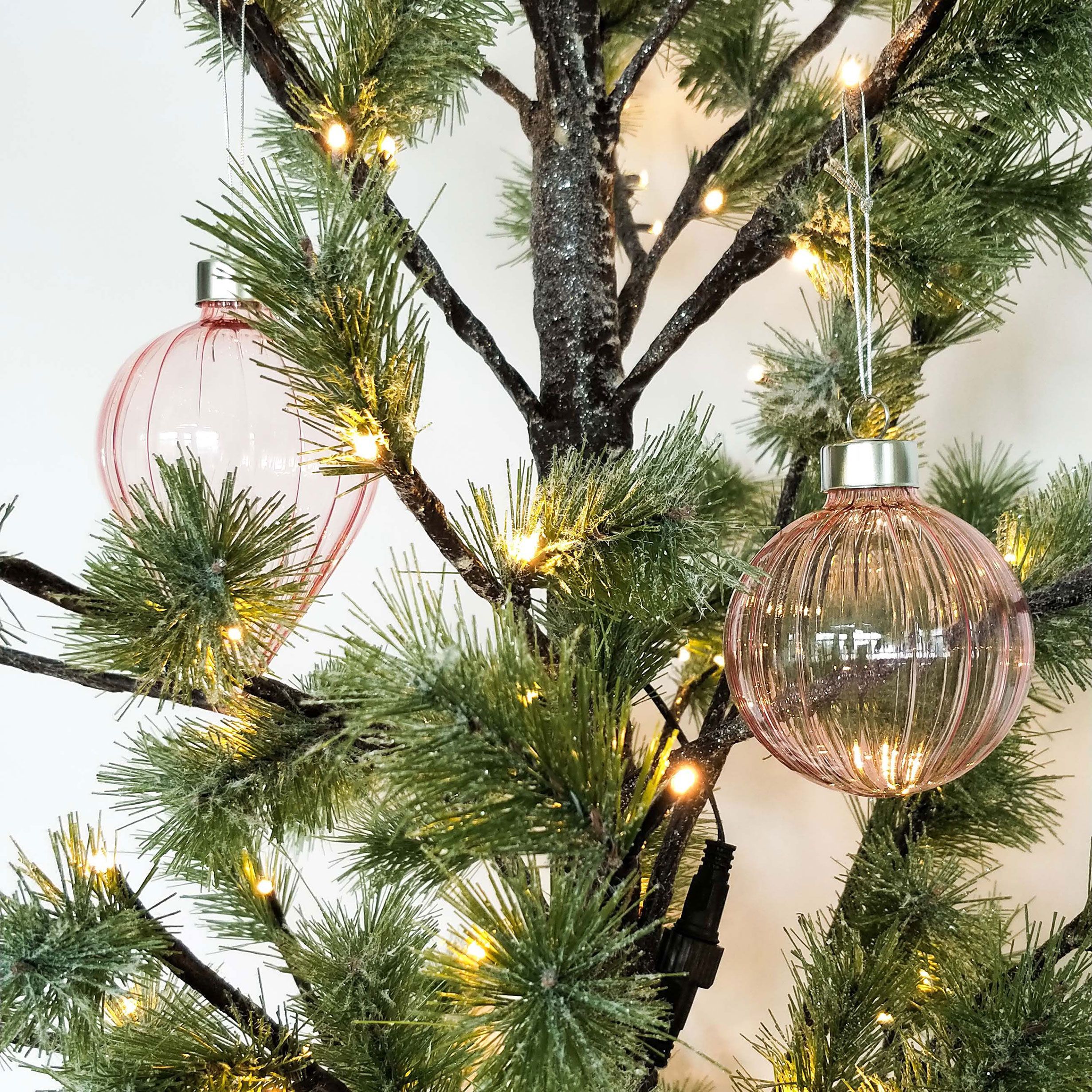 Retro Glass Bauble - Pale Pink