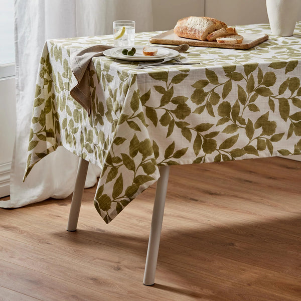 Tablecloth - Green Leaf Print - Cotton - 150 x 230cm