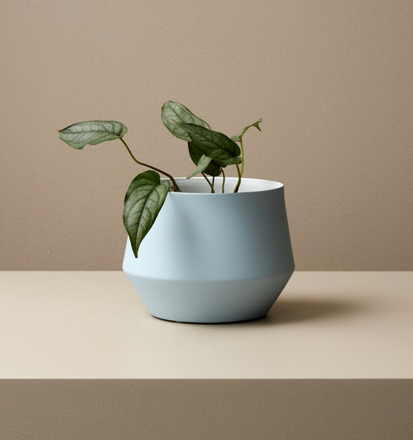 Angled Planter Pots - Indoor Porcelain Planter - in Nude, Mist and Sky