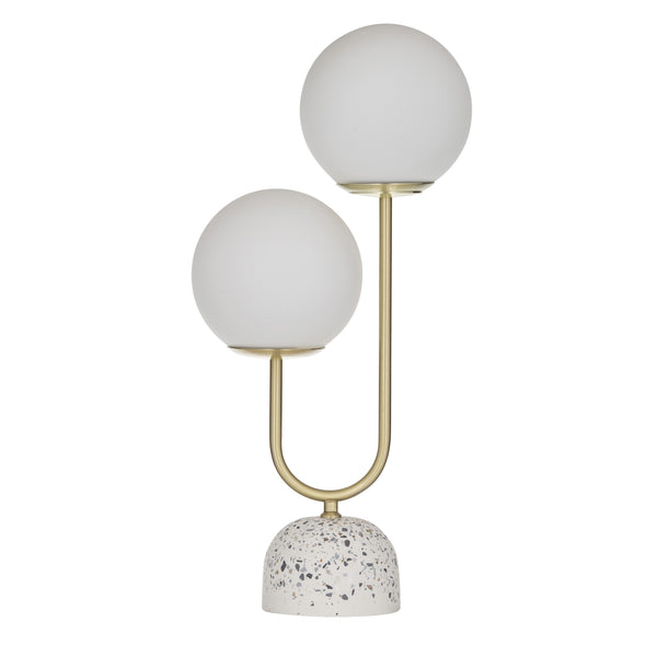 Table Lamp - Double Globe with Terrazzo Base