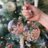 Glass Baubles - Pink Floral
