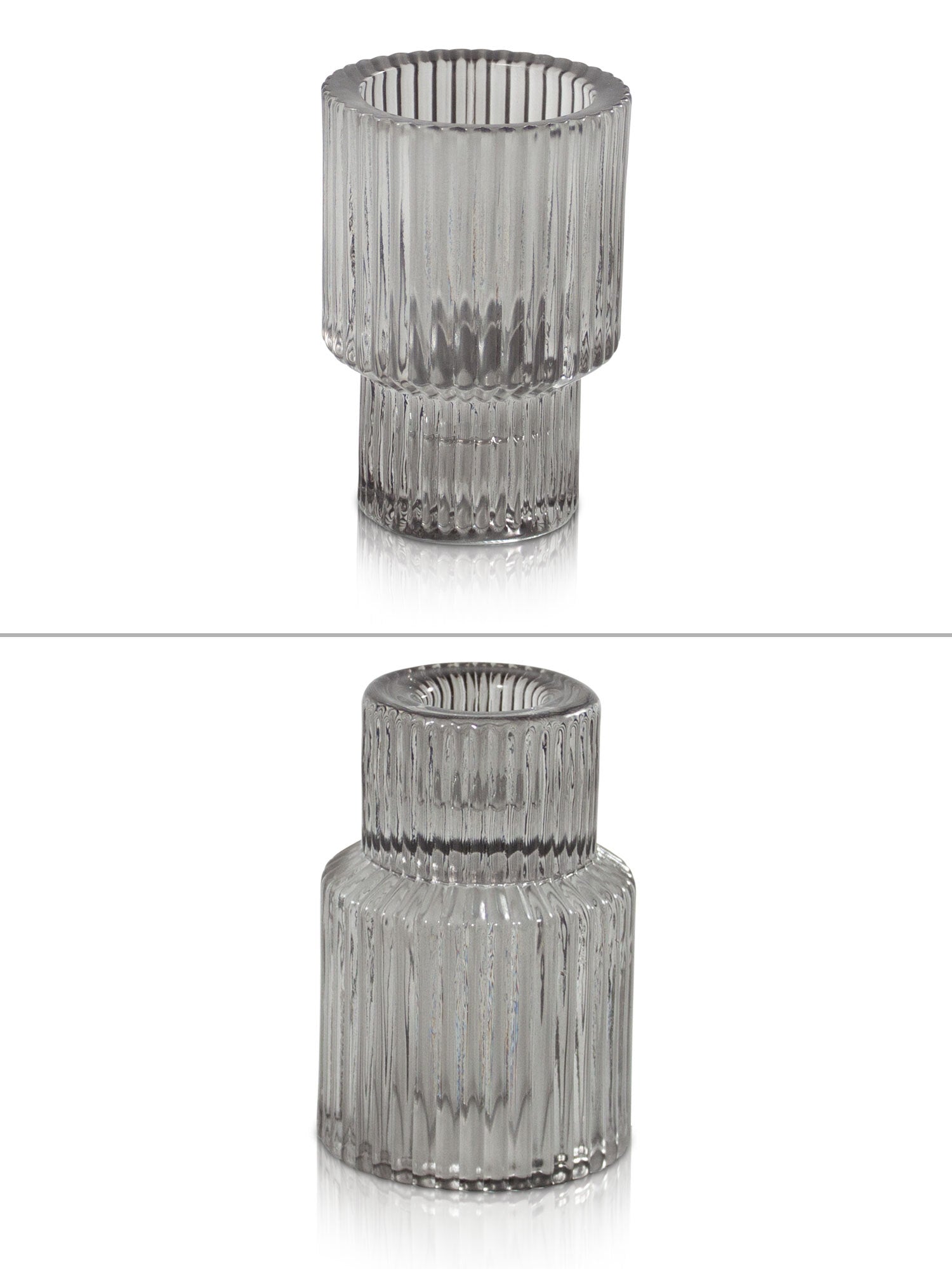 Vintage Glass Candle Holders - Tall Two in One