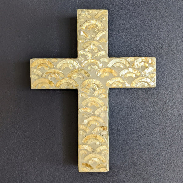 Shell Inlay Hanging Cross - Large