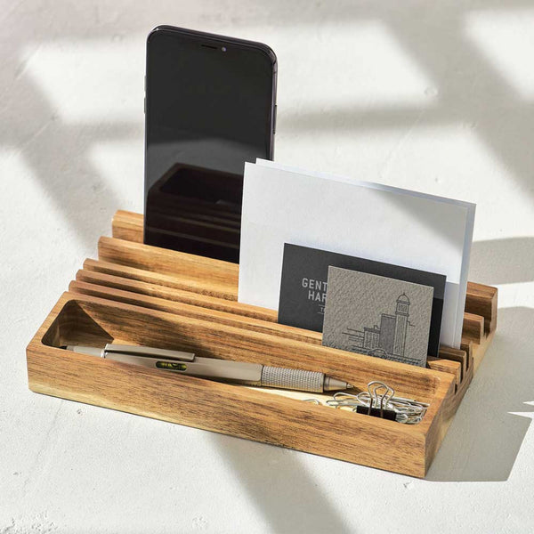 Gentleman's Acacia Wood Desk Organiser