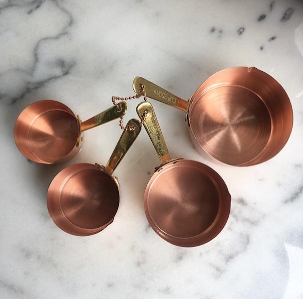 Measuring Cups - Copper plated with Brass Handles - set of 4