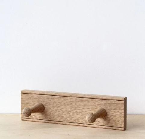 Solid Oak Wall Hook Board - 2 Pegs, 4 Pegs or 6 Pegs
