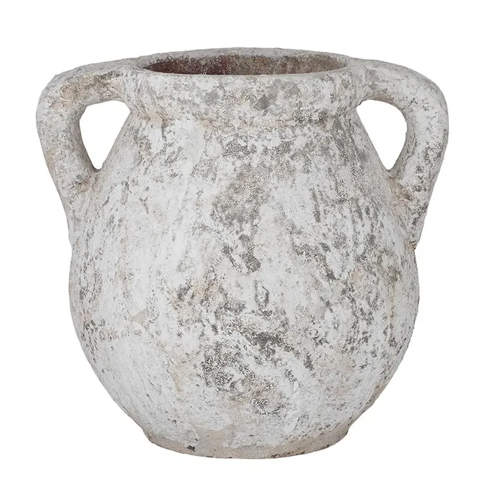 Rustic White Ceramic Urn